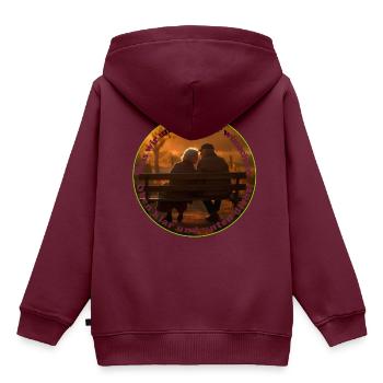 Oben Klar und unten Dicht - Kinder Premium Organic Hoodie - Burgunderrot - Hinten - AI Model Kid Female (0cm)