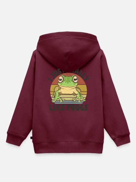 Frosch - Kinder Premium Organic Hoodie - Burgunderrot
