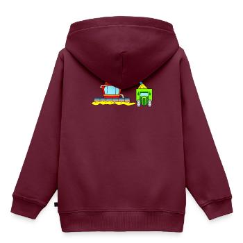 Mähdrescher und Traktor für Kinder - Kinder Premium Organic Hoodie - Burgunderrot - Hinten - AI Model Kid Female (0cm)