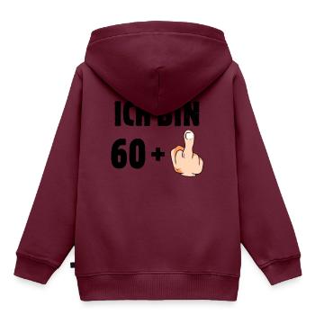 Ich bin 60 plus eins - Kinder Premium Organic Hoodie - Burgunderrot - Hinten - AI Model Kid Female (0cm)