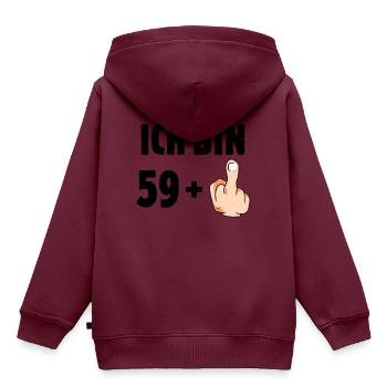 Ich bin 59 plus eins - Kinder Premium Organic Hoodie - Burgunderrot - Hinten - AI Model Kid Female (0cm)