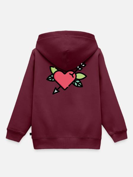 Herz mit Pfeil Geschenk Idee - Kinder Premium Organic Hoodie - Burgunderrot