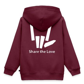 share the love handzeichen cool lustig shape - Kinder Premium Organic Hoodie - Burgunderrot - Hinten - AI Model Kid Female (0cm)