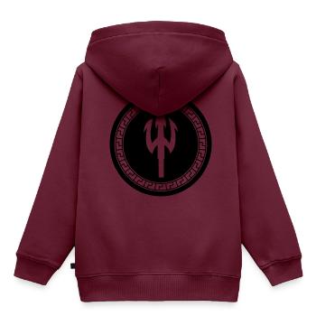 dreizack 001 - Kinder Premium Organic Hoodie - Burgunderrot - Hinten - AI Model Kid Female (0cm)
