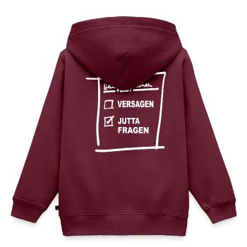 Jutta Fragen - Kinder Premium Organic Hoodie - Burgunderrot - Hinten - AI Model Kid Female (0cm)