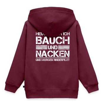 Heute mach ich Bauch und Nacken Grillen - Kinder Premium Organic Hoodie - Burgunderrot - Hinten - AI Model Kid Female (0cm)