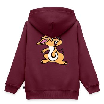 Hase Kaninchen Comic - Kinder Premium Organic Hoodie - Burgunderrot - Hinten - AI Model Kid Female (0cm)