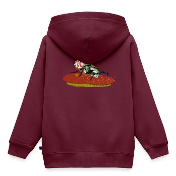 Fliege auf Salamibrot - Kinder Premium Organic Hoodie - Burgunderrot - Hinten - AI Model Kid Female (0cm)