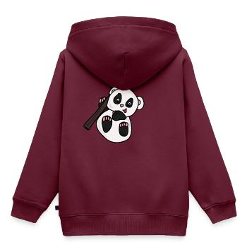 Panda Kindermotiv - Kinder Premium Organic Hoodie - Burgunderrot - Hinten - AI Model Kid Female (0cm)