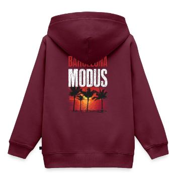 Barcelona Modus - Kinder Premium Organic Hoodie - Burgunderrot - Hinten - AI Model Kid Female (0cm)
