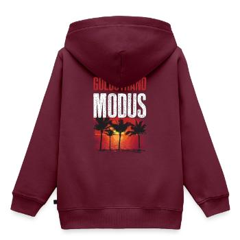 Goldstrand Modus - Kinder Premium Organic Hoodie - Burgunderrot - Hinten - AI Model Kid Female (0cm)