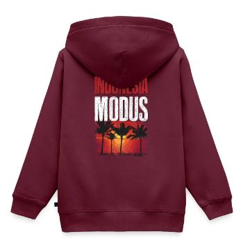 Indonesia Modus - Kinder Premium Organic Hoodie - Burgunderrot - Hinten - AI Model Kid Female (0cm)