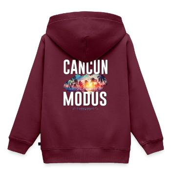 Cancun Modus - Kinder Premium Organic Hoodie - Burgunderrot - Hinten - AI Model Kid Female (0cm)