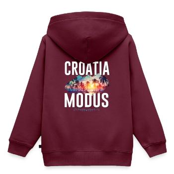 Croatia Modus - Kinder Premium Organic Hoodie - Burgunderrot - Hinten - AI Model Kid Female (0cm)