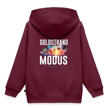 Goldstrand Modus - Kinder Premium Organic Hoodie - Burgunderrot - Hinten - AI Model Kid Female (0cm)