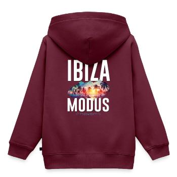 Ibiza Modus - Kinder Premium Organic Hoodie - Burgunderrot - Hinten - AI Model Kid Female (0cm)