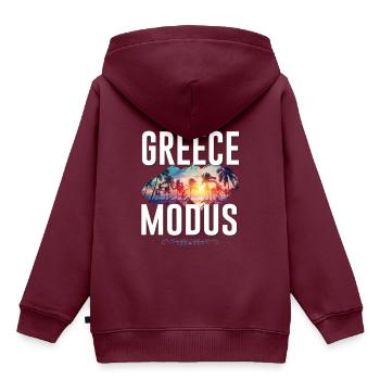 Greece Modus - Kinder Premium Organic Hoodie - Burgunderrot - Hinten - AI Model Kid Female (0cm)