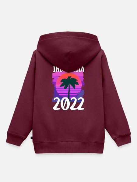 Indonesia 2022 - Kinder Premium Organic Hoodie - Burgunderrot