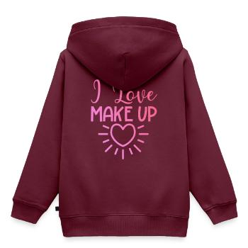 Ich liebe Make up - Kinder Premium Organic Hoodie - Burgunderrot - Hinten - AI Model Kid Female (0cm)