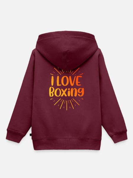 Ich liebe Boxen - Kinder Premium Organic Hoodie - Burgunderrot