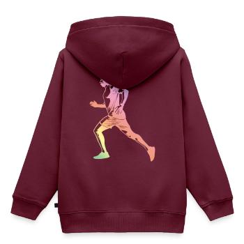 Rennen Silhouette - Kinder Premium Organic Hoodie - Burgunderrot - Hinten - AI Model Kid Female (0cm)