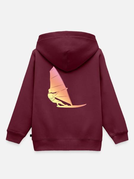 Windsurfen Silhouette - Kinder Premium Organic Hoodie - Burgunderrot