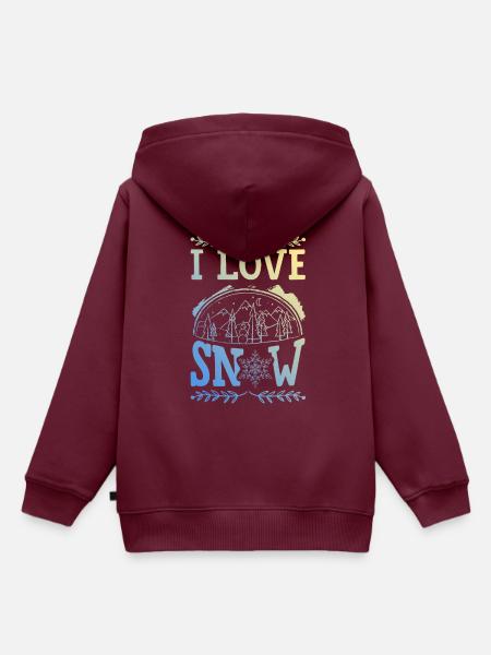 I Love Snow - Kinder Premium Organic Hoodie - Burgunderrot