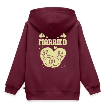Just Married - Kinder Premium Organic Hoodie - Burgunderrot - Hinten - AI Model Kid Female (0cm)