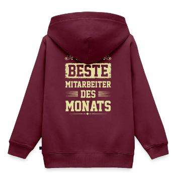 Mitarbeiter des Monats - Kinder Premium Organic Hoodie - Burgunderrot - Hinten - AI Model Kid Female (0cm)