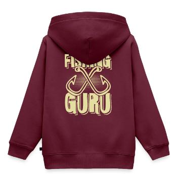 Fishing Guru - Kinder Premium Organic Hoodie - Burgunderrot - Hinten - AI Model Kid Female (0cm)