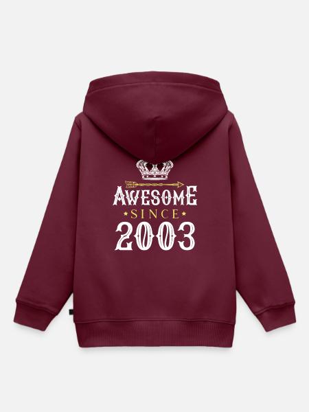 2003 awesome since - Kinder Premium Organic Hoodie - Burgunderrot