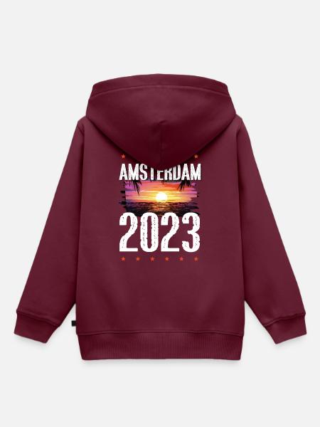 Amsterdam 2023 - Kinder Premium Organic Hoodie - Burgunderrot
