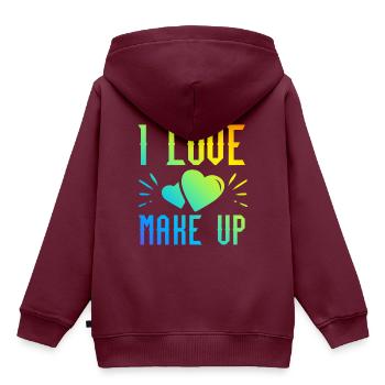 Ich liebe Make up - Kinder Premium Organic Hoodie - Burgunderrot - Hinten - AI Model Kid Female (0cm)