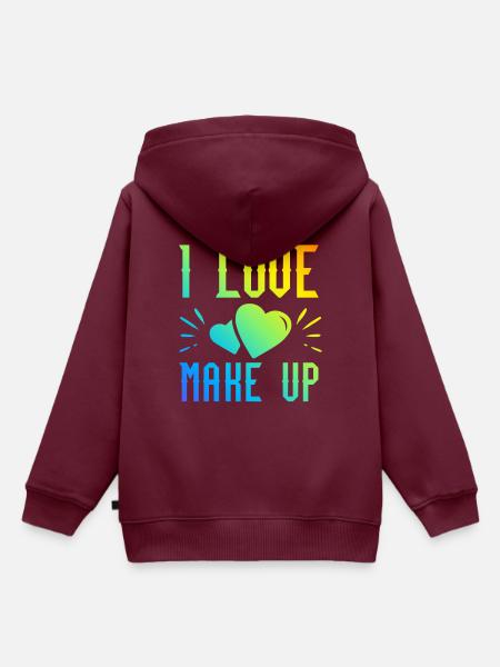 Ich liebe Make up - Kinder Premium Organic Hoodie - Burgunderrot