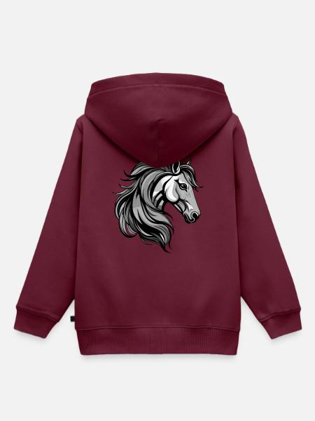 Pferd Portrait - Kinder Premium Organic Hoodie - Burgunderrot