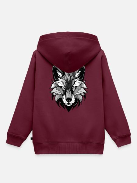 Fuchs Portrait - Kinder Premium Organic Hoodie - Burgunderrot