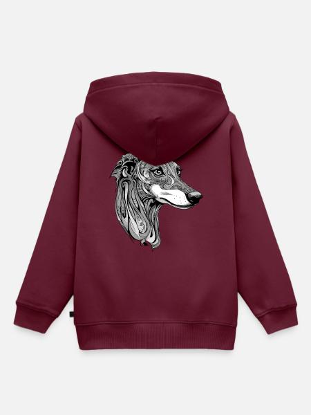 Greyhound Hund Portrait - Kinder Premium Organic Hoodie - Burgunderrot