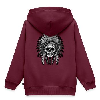 Apache Totenkopf Indianer Häuptling - Kinder Premium Organic Hoodie - Burgunderrot - Hinten - AI Model Kid Female (0cm)
