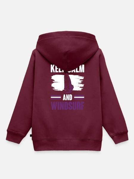 keep calm windsurfen - Kinder Premium Organic Hoodie - Burgunderrot