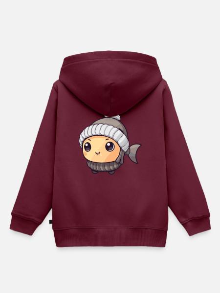Fisch Winter Comic - Kinder Premium Organic Hoodie - Burgunderrot