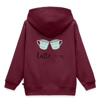 Latte Kaffee - Kinder Premium Organic Hoodie - Burgunderrot - Hinten - AI Model Kid Female (0cm)