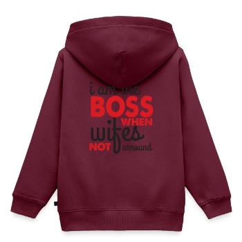 Ich Bin der Chef, Wenn keine Frau da ist - Kinder Premium Organic Hoodie - Burgunderrot - Hinten - AI Model Kid Female (0cm)