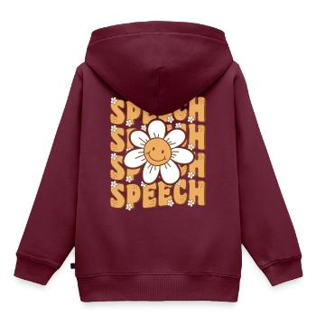 Groovy Retro Sprache Sprache Pathologe Sprache - Kinder Premium Organic Hoodie - Burgunderrot - Hinten - AI Model Kid Female (0cm)