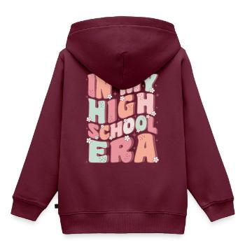 In meiner Highschool-Ära Süßer Groovy Zurück Zur Schule - Kinder Premium Organic Hoodie - Burgunderrot - Hinten - AI Model Kid Female (0cm)