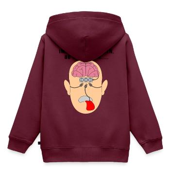 Gehirn Steckdosen Kabel Kontrollieren Abschalten - Kinder Premium Organic Hoodie - Burgunderrot - Hinten - AI Model Kid Female (0cm)