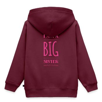 I am a BIG sister - Kinder Premium Organic Hoodie - Burgunderrot - Hinten - AI Model Kid Female (0cm)