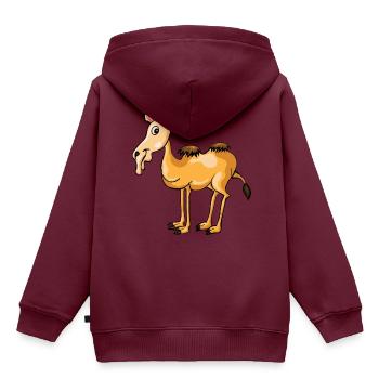 Kamel Karikatur lustige Kamele 2604 d - Kinder Premium Organic Hoodie - Burgunderrot - Hinten - AI Model Kid Female (0cm)