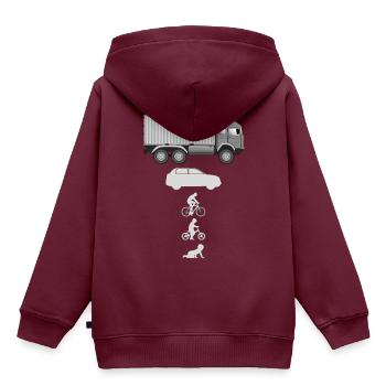 Evolution Container LKW - Kinder Premium Organic Hoodie - Burgunderrot - Hinten - AI Model Kid Female (0cm)