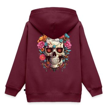 Cyborg Totenkopf Roboter Androide Sugar Skull - Kinder Premium Organic Hoodie - Burgunderrot - Hinten - AI Model Kid Female (0cm)