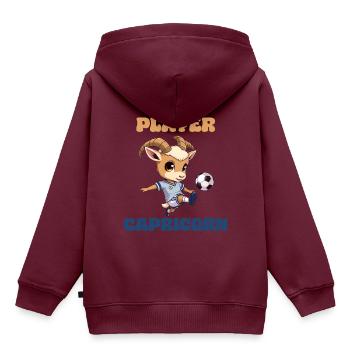 Steinbock Sternzeichen Fußball Horoskop Capricorn - Kinder Premium Organic Hoodie - Burgunderrot - Hinten - AI Model Kid Female (0cm)
